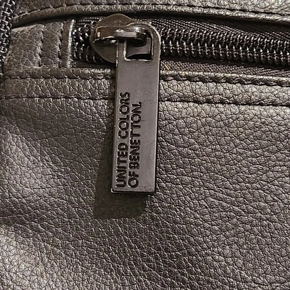 United Colors Of Benetton Men's Black Faux Leather Briefcase Travel Laptop Bag